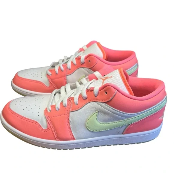 Nike Air Jordan 1 Low SE sneakers. Lava Glow, Barely Volt, & White. Mens Size 11